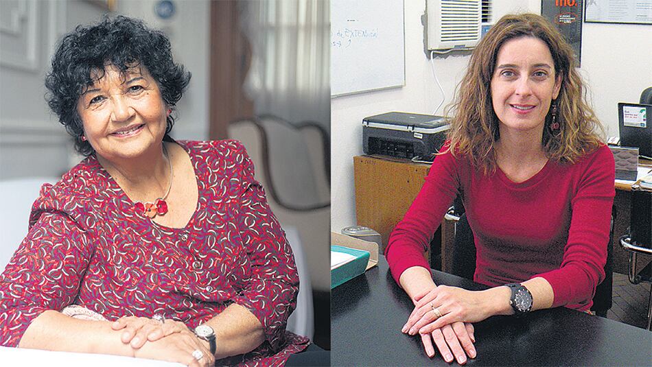 Dora Barrancos, socióloga, y Erica Hynes, doctora en química, ministra de Ciencia de Santa Fe.