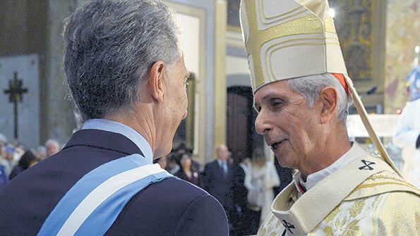 Mauricio Macri y el cardenal Mario Poli, durante el Tedeum por el 25 de mayo.