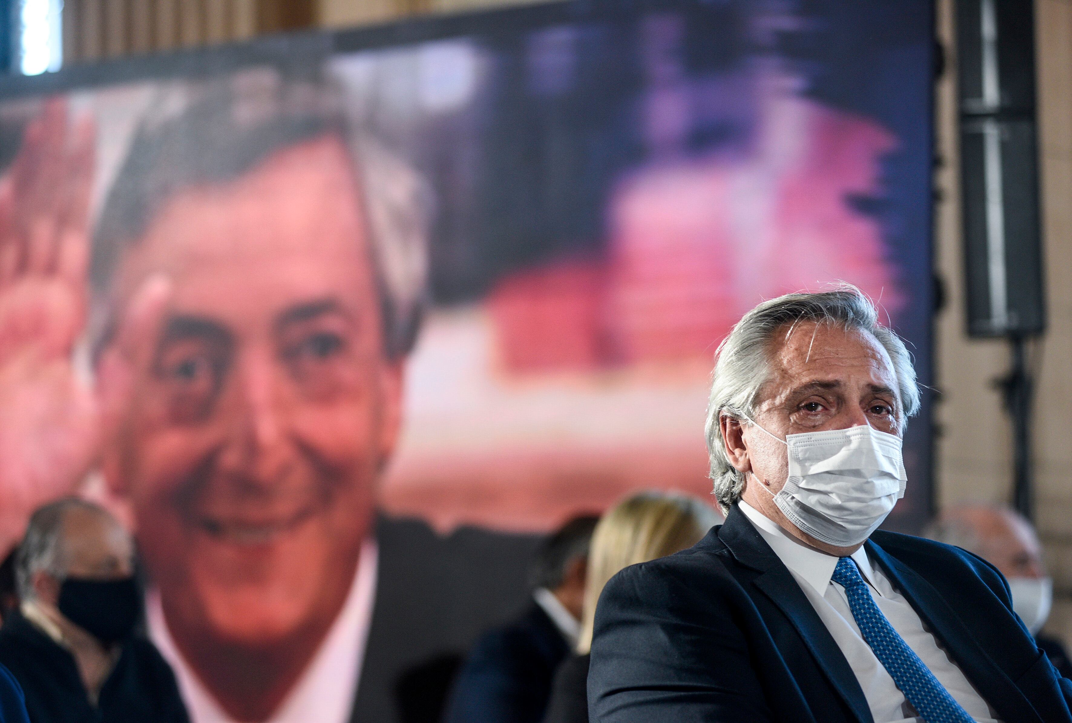 Alberto Fernández durante la instalación de la estatua de Néstor Kirchner en el CCK, el pasado 27 de octubre.