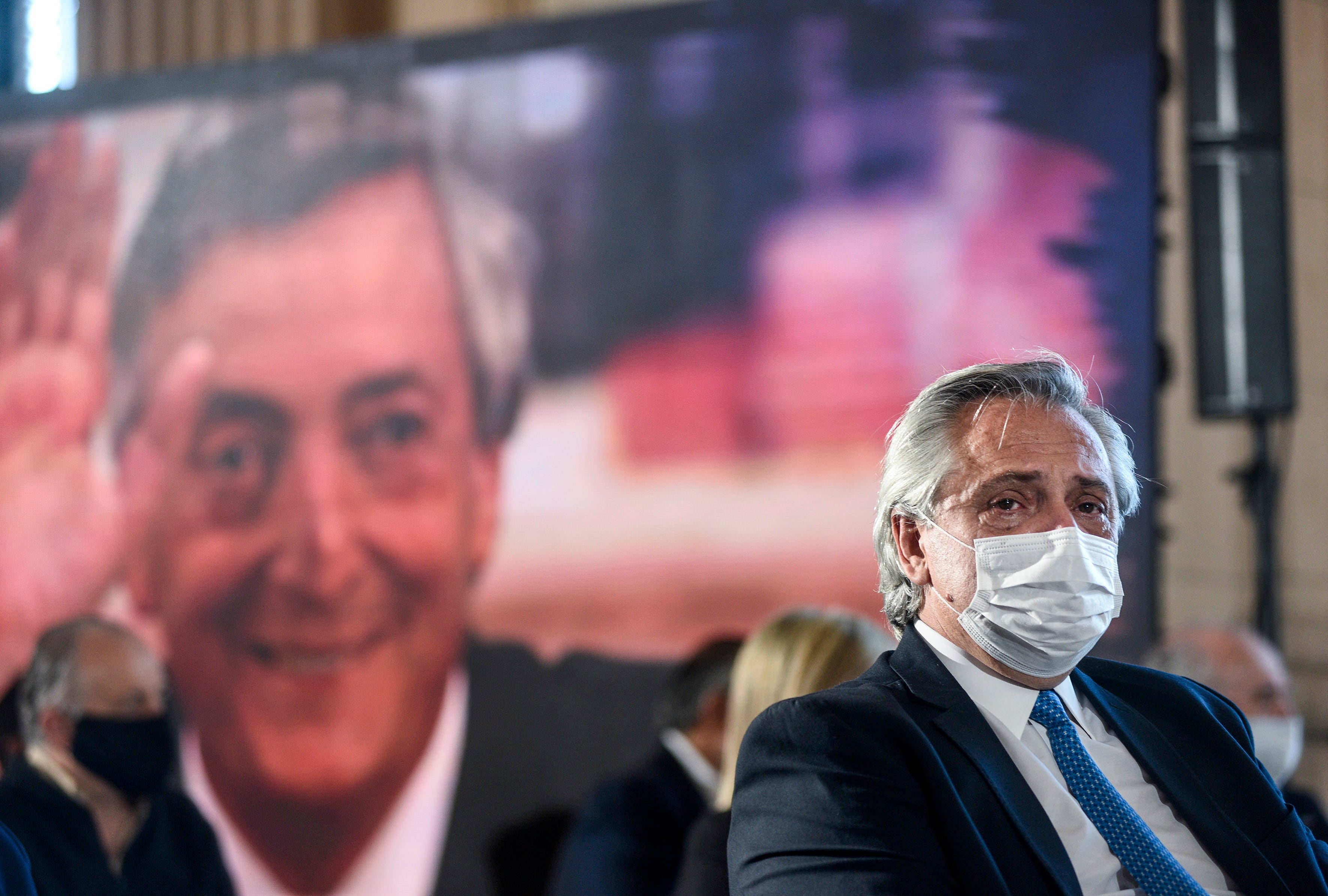 Alberto Fernández durante la instalación de la estatua de Néstor Kirchner en el CCK, el pasado 27 de octubre.