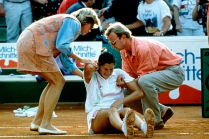 Monica Seles, en el WTA de Hamburgo, apenas sufrió el atentado.