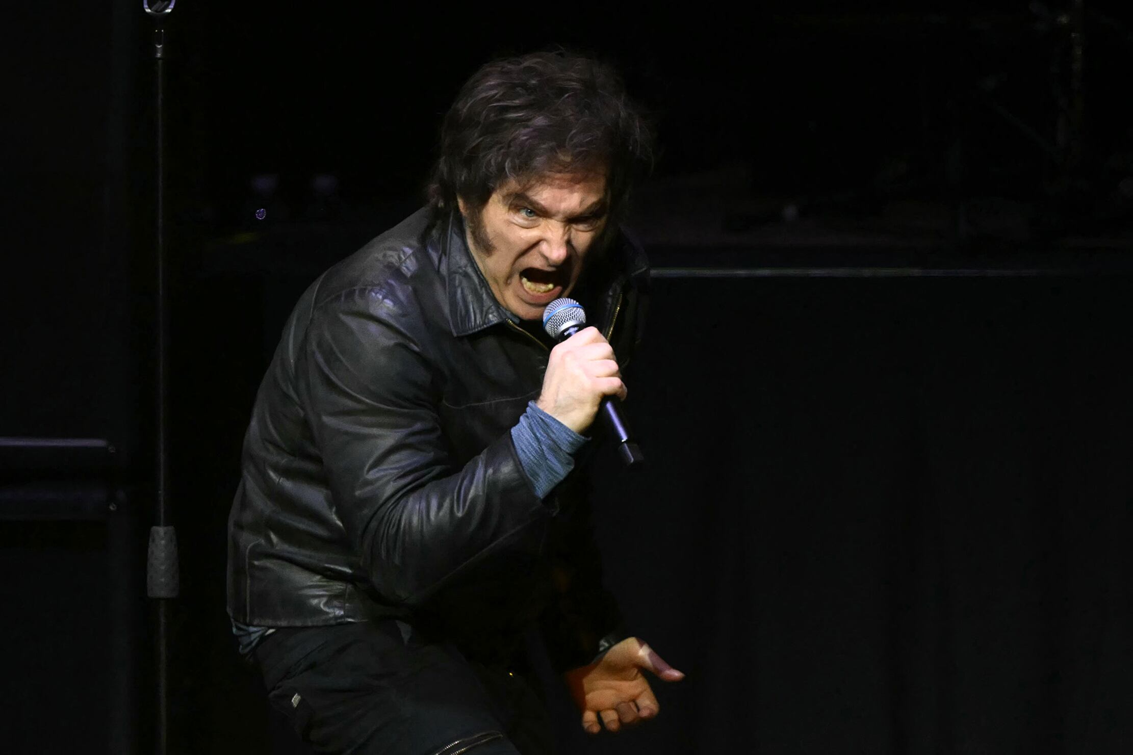 Javier Milei durante su show en el Movistar Arena