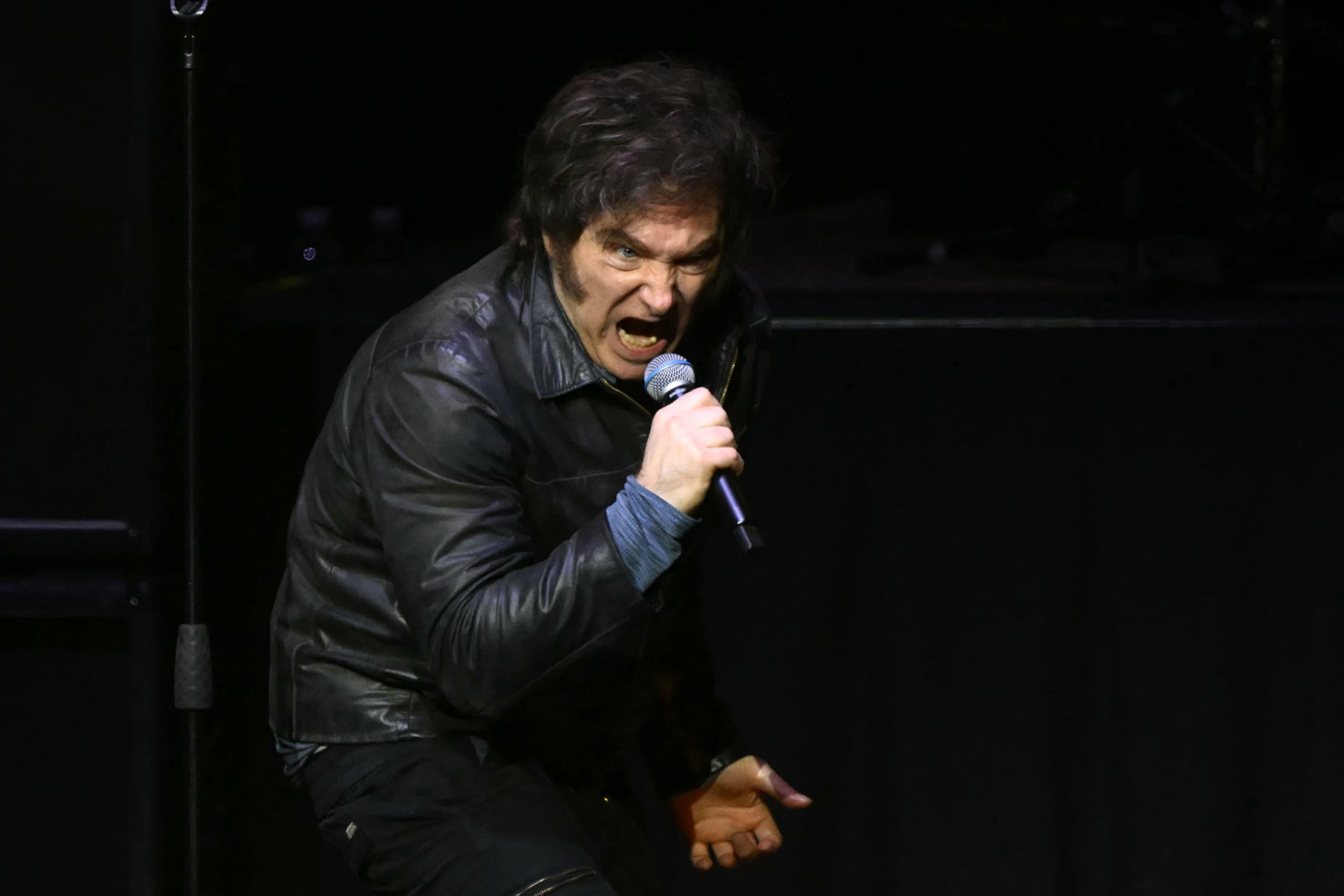 Javier Milei durante su show en el Movistar Arena
