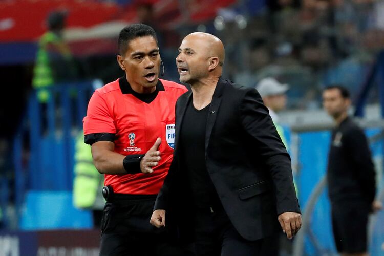 Sampaoli durante el partido de hoy con Croacia.