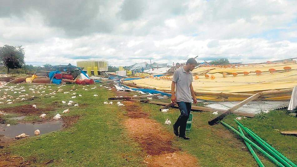 El techo de una estación de servicio se desplomó sobre tres autos y una moto.