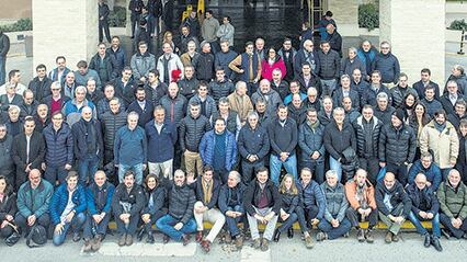 Los empresarios posaron antes de recibir a Macri.