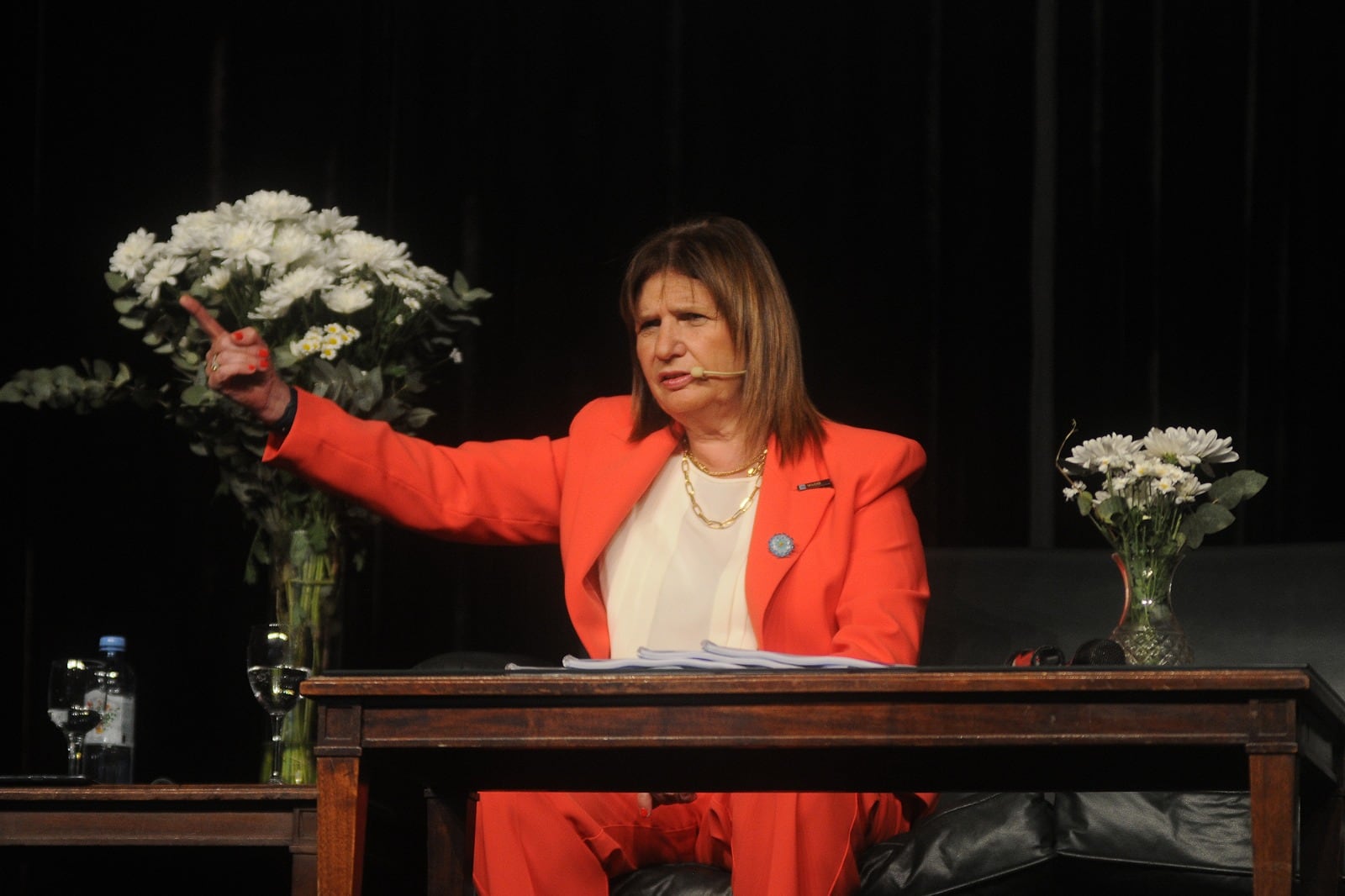 Patricia Bullrich hizo campaña el miércoles en La Rural, ante empresarios y productores rurales.