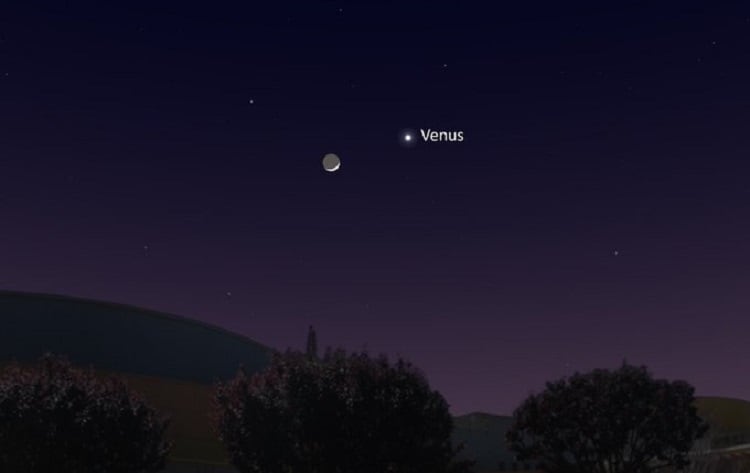 Así se la conjunción de la Luna y Venus a partir de esta noche. 