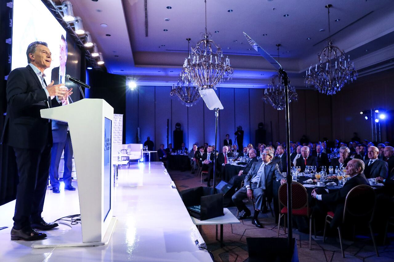 Mauricio Macri en AEA. Septiembre de 2019.
