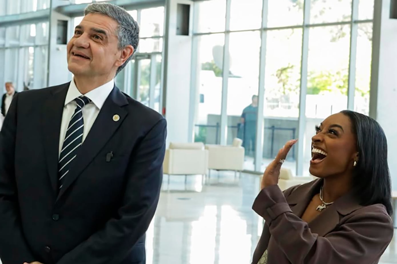 El Jefe de Gobierno Jorge Macri y la gimnasta Simone Biles, de visita en Buenos Aires