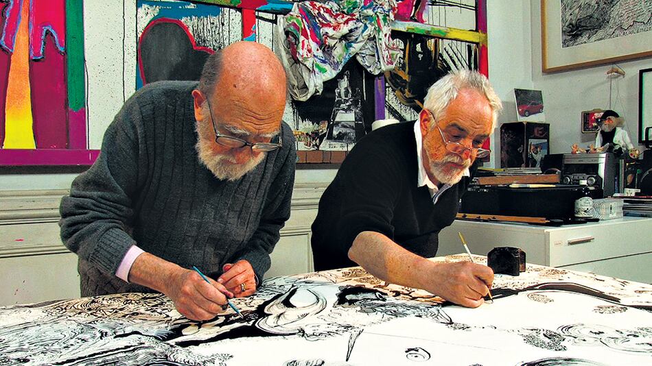 Yuyo Noé y Eduardo Stupía, trabajando codo a codo cada cuadro.