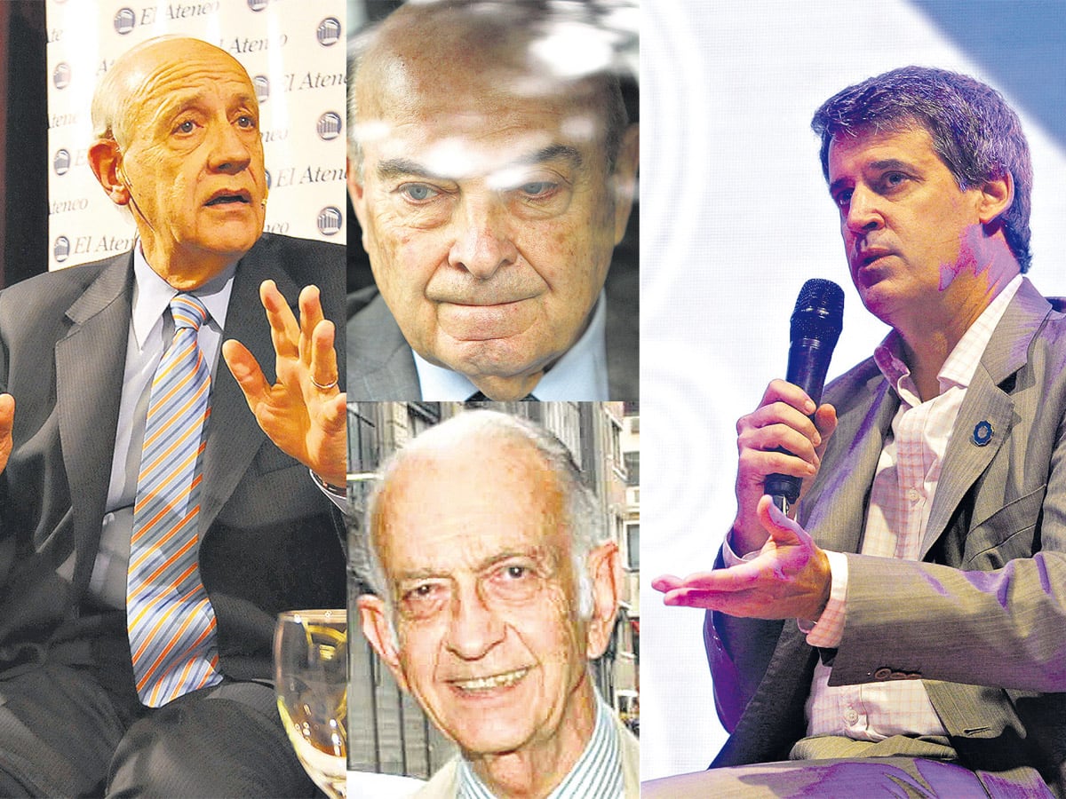 Roberto Lavagna, Domingo Cavallo, José Alfredo Martínez de Hoz y Alfonso Prat-Gay, en una polémica sobre el modelo del macrismo.