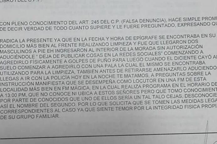 Denuncia por agresiones