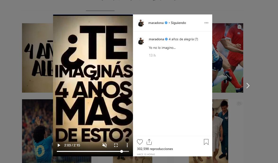 El posteo de Maradona