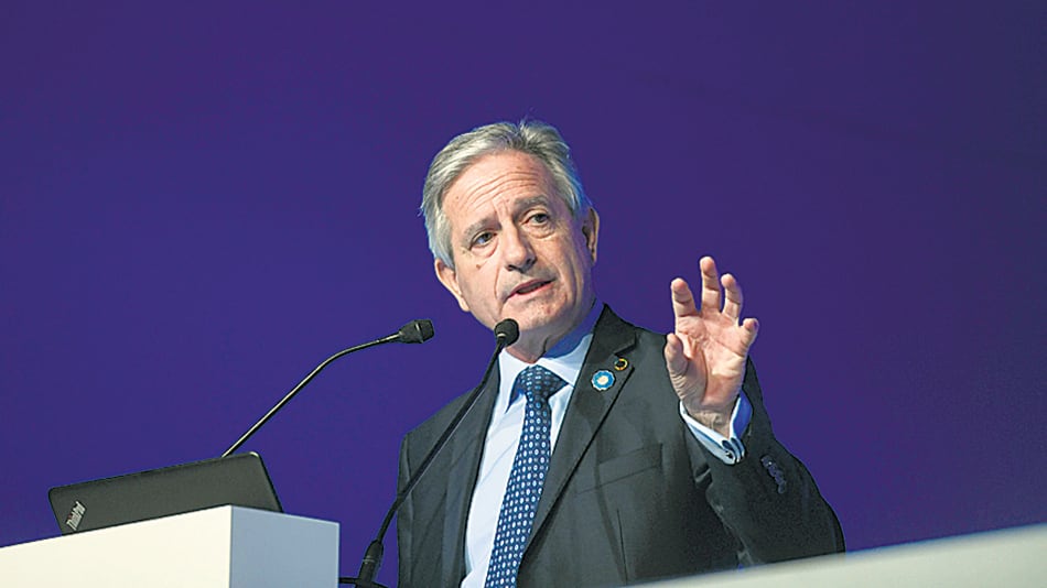 El ministro de Modernización, Andrés Ibarra, en la inauguración del Congreso de la ITU.