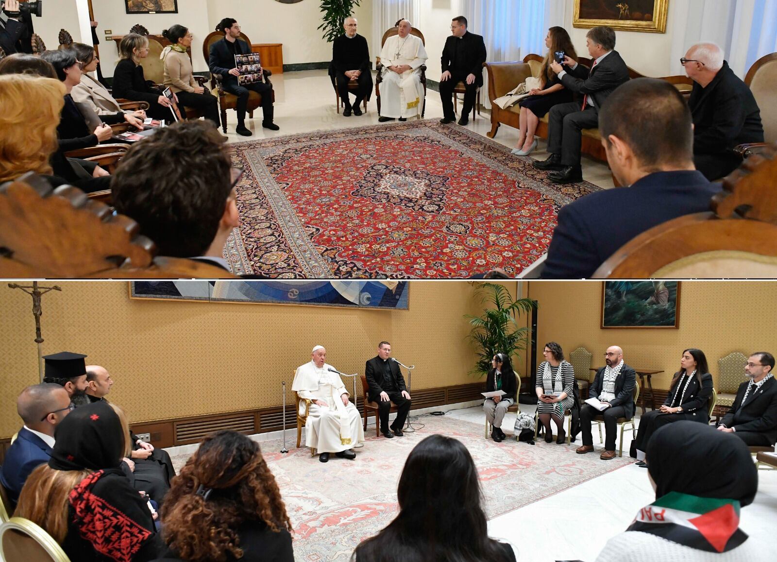 En un mismo día pero en audiencias separadas el Papa habló con israelíes y palestinos.