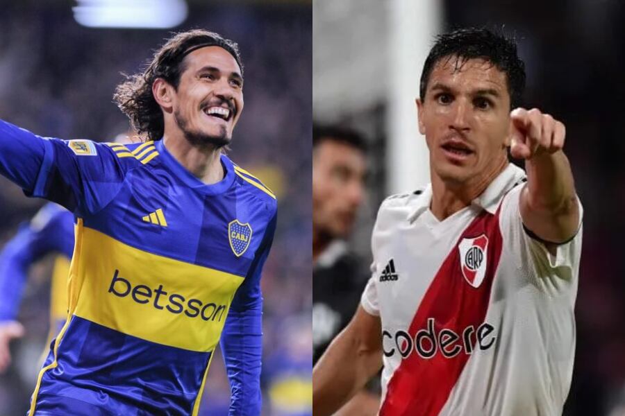 Edinson Cavani y Nacho Fernández.