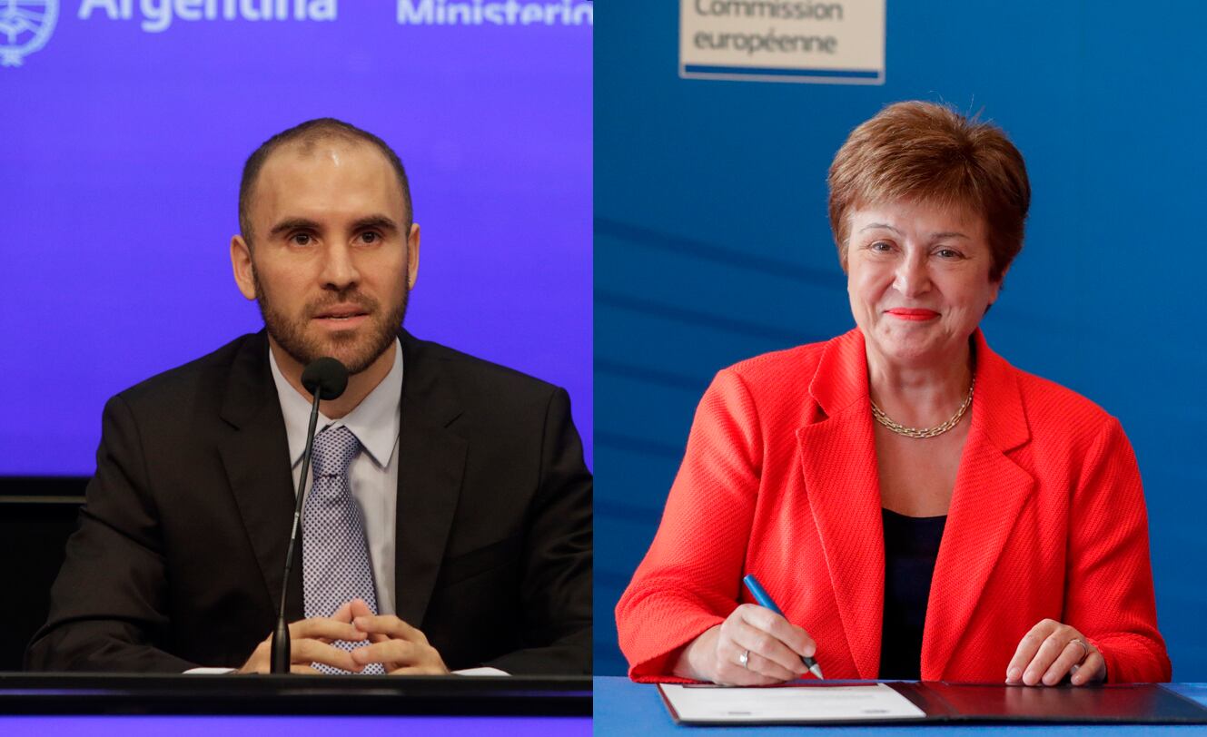 Matín Guzmán, ministro de Economía, y Kristalina Georgieva, directora del FMI. Se verán esta semana en Roma