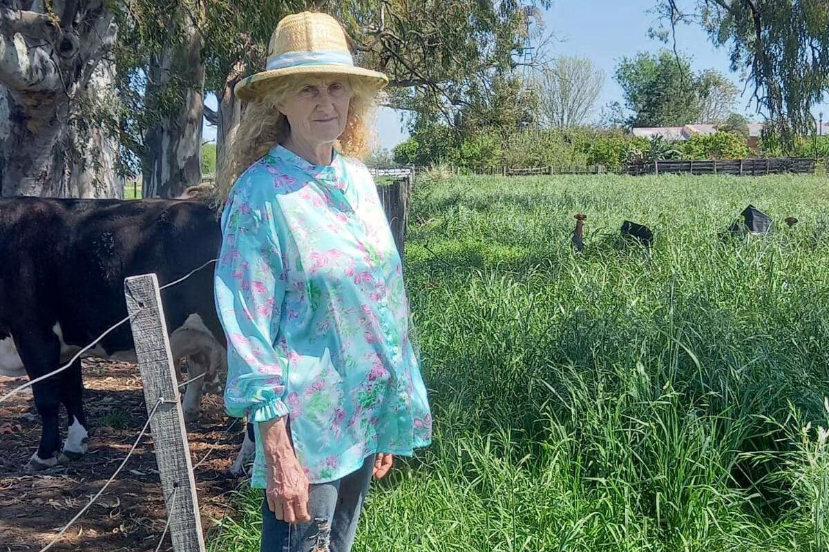 Rosana Franco, en su campo de Junín.