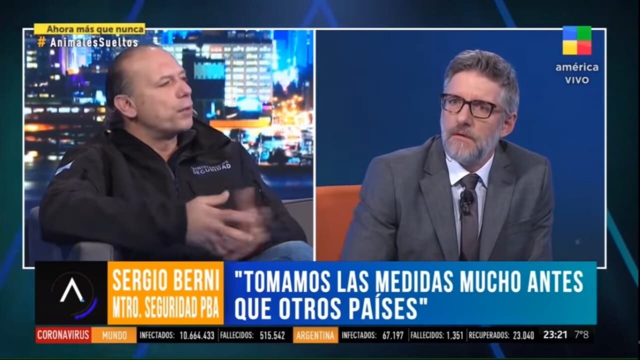 Sergio Berni en el programa de Luis Novaresio.