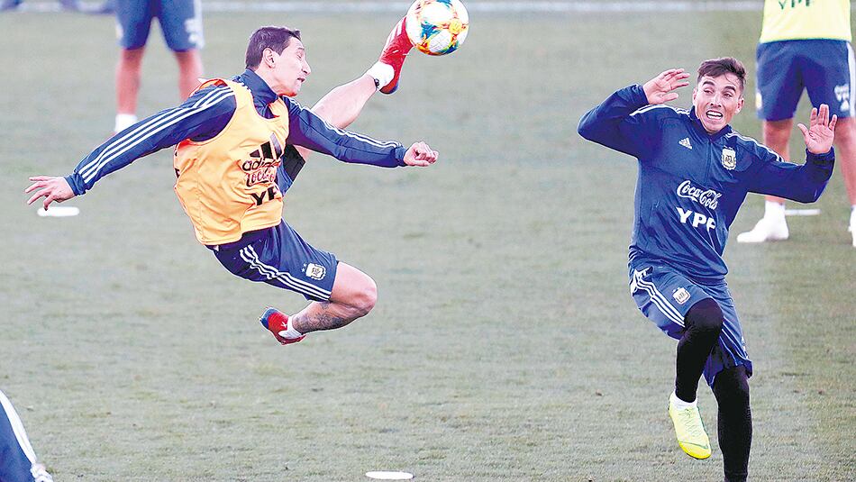 La Selección se entrenó ayer bajo las órdenes de Scaloni.