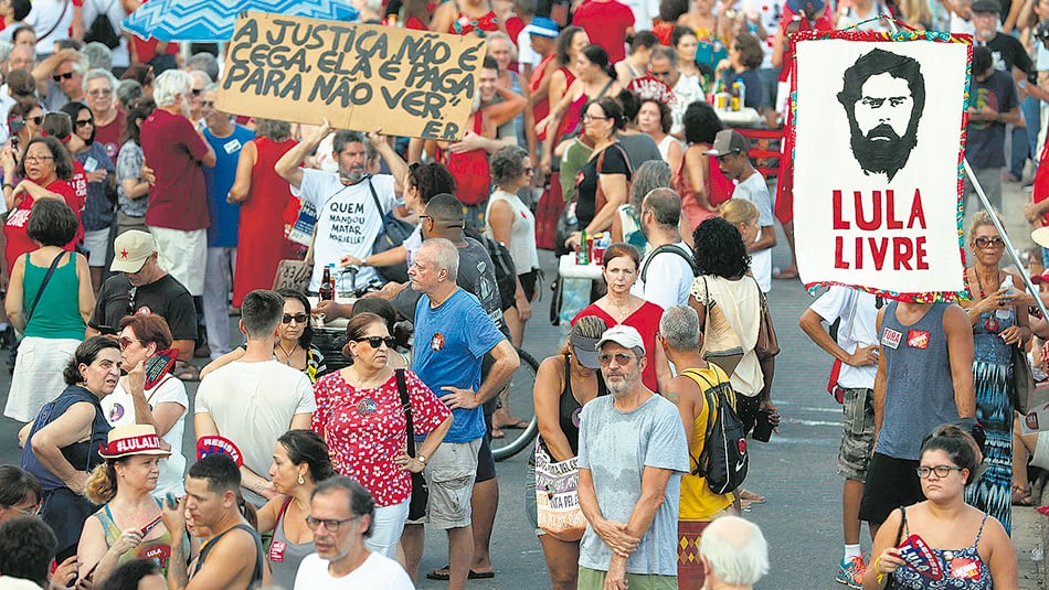Ayer en Río de Janeiro se movilizaron bajo la consigna “Lula libre”, al igual que en otras ciudades de Brasil.