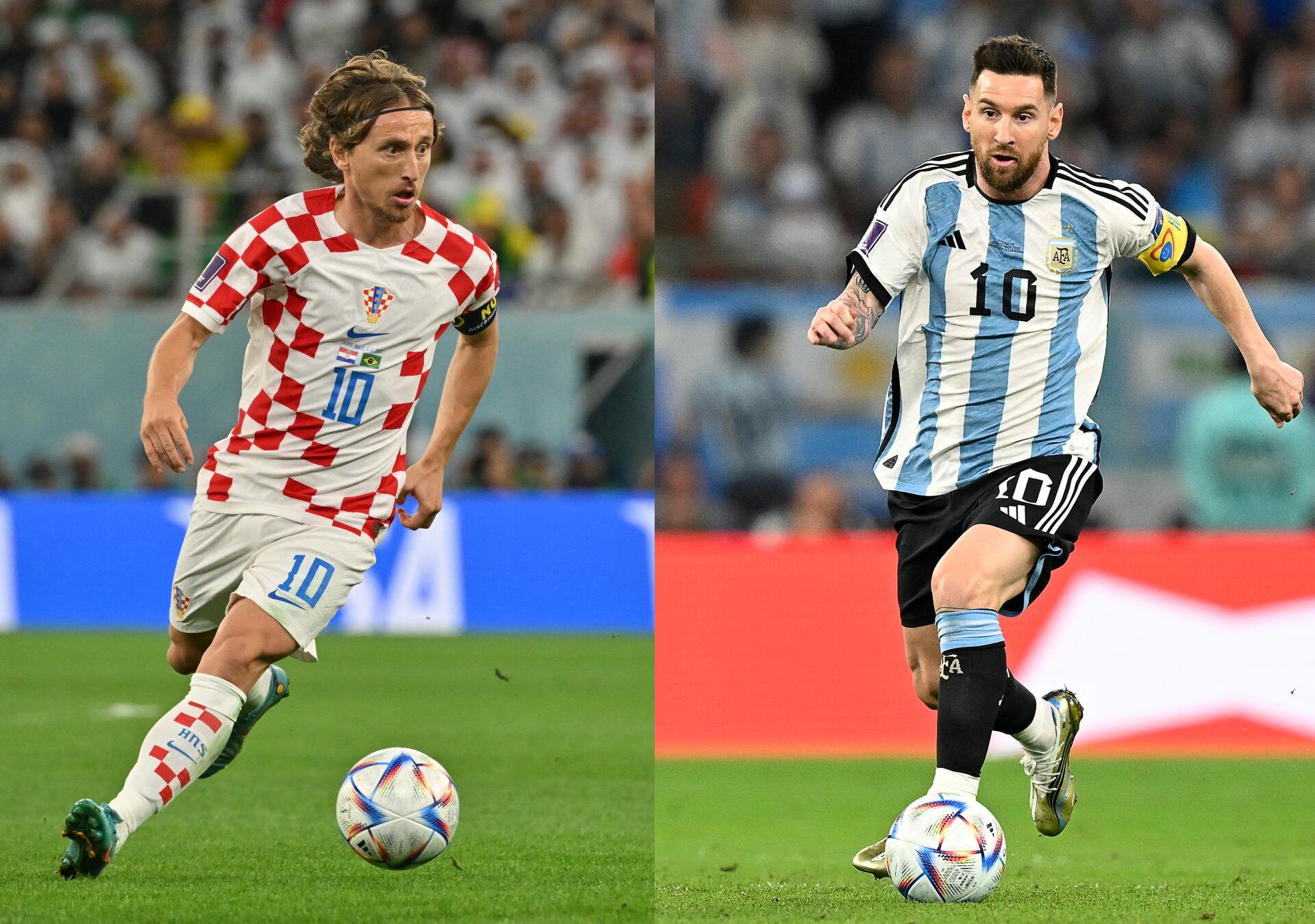 Luka Modrić y Lionel Messi, figuras y capitanes de Croacia y Argentina respectivamente.