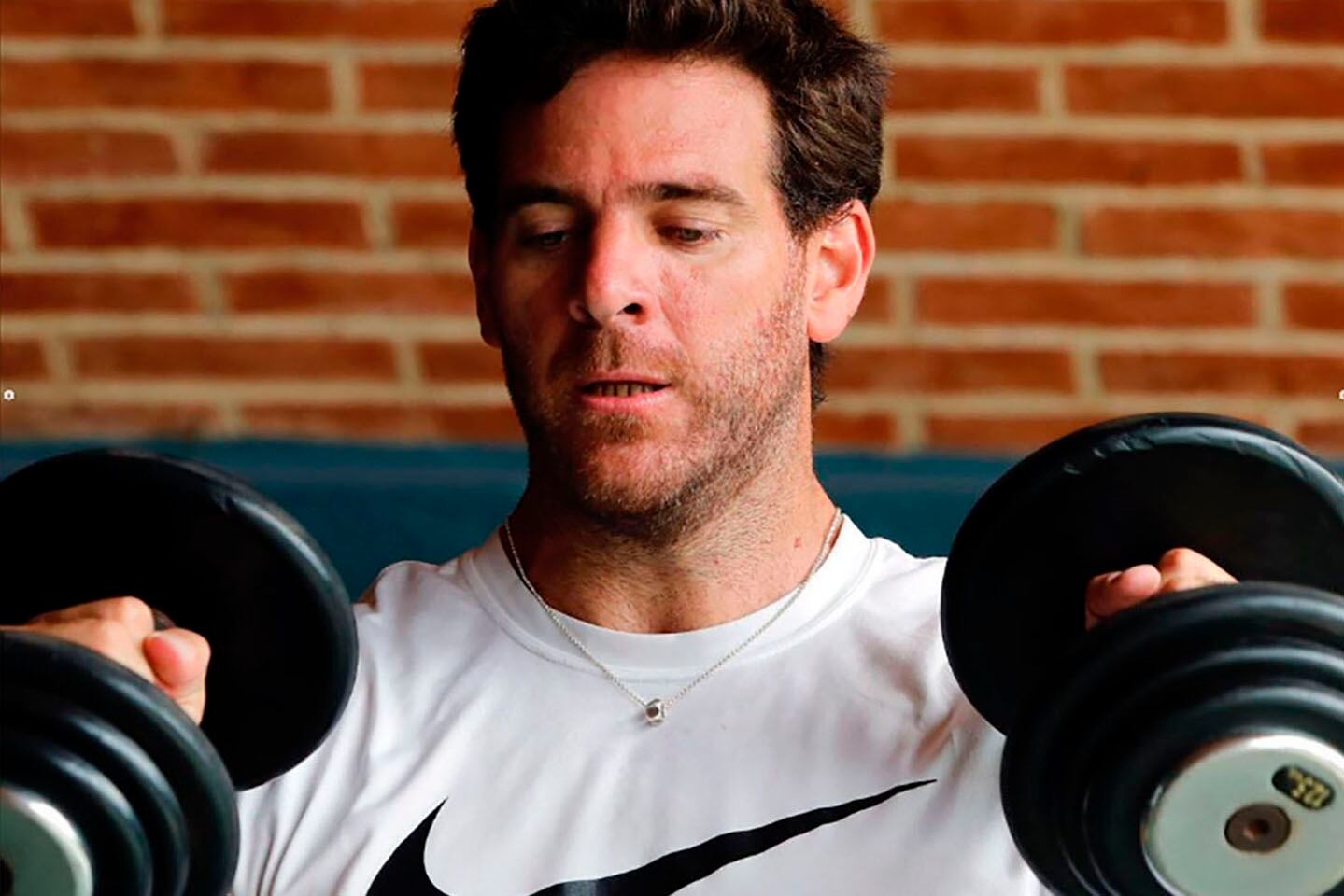 Juan Martín Del Potro, se prepara para la exhibición.