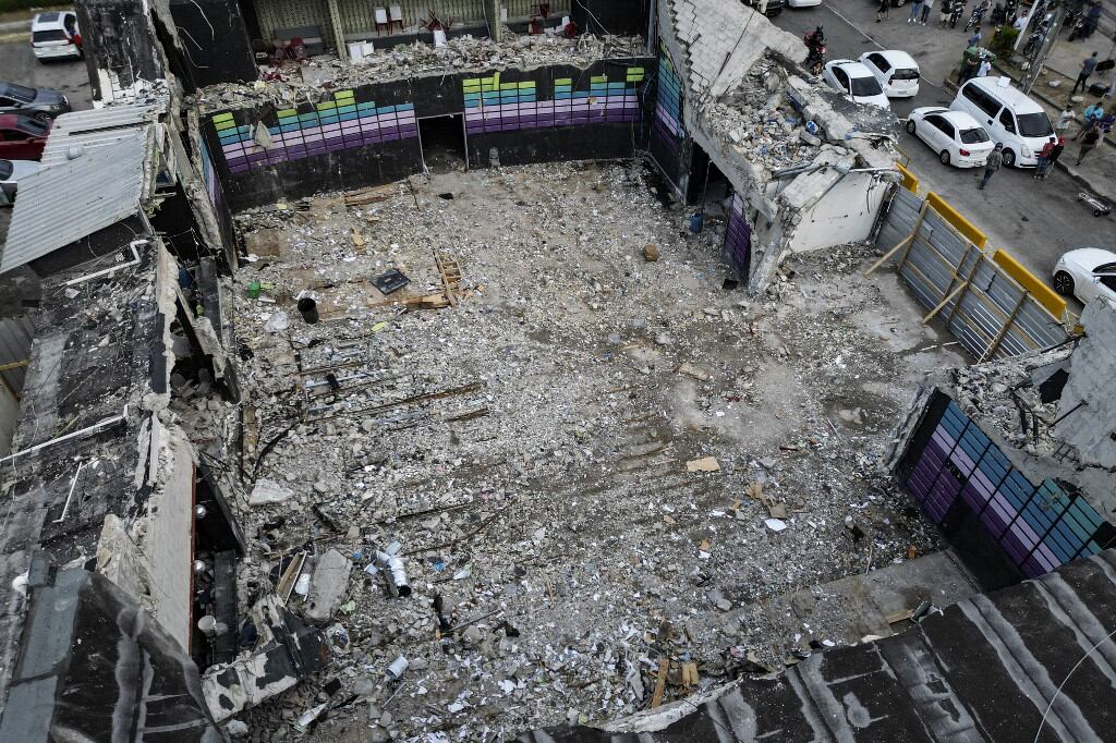 Vista aérea del derrumbe del Jet Set.