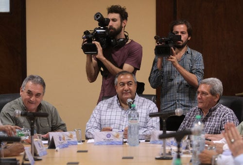 Los secretarios generales de la CGT, Carlos Acuña, Héctor Daer y Juan Carlos Smith.