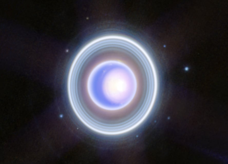 Las impresionantes imágenes del planeta Urano obtenidas con el telescopio James Webb