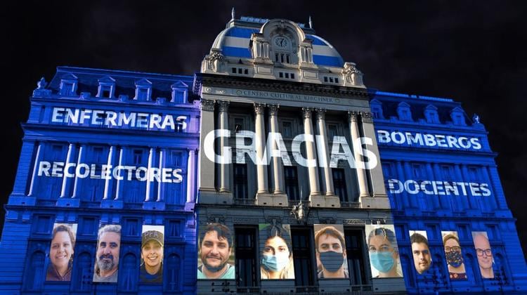 La imagen que se proyectó sobre el Centro Cultural Kirchner. 
