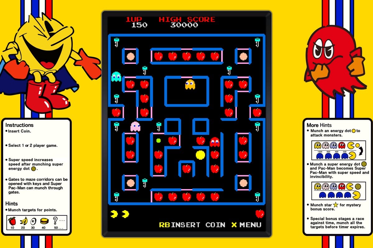 Pac-Man Museum trae 14 versiones de la saga del célebre personaje, que van armando un salón de fichines  virtual y personalizable