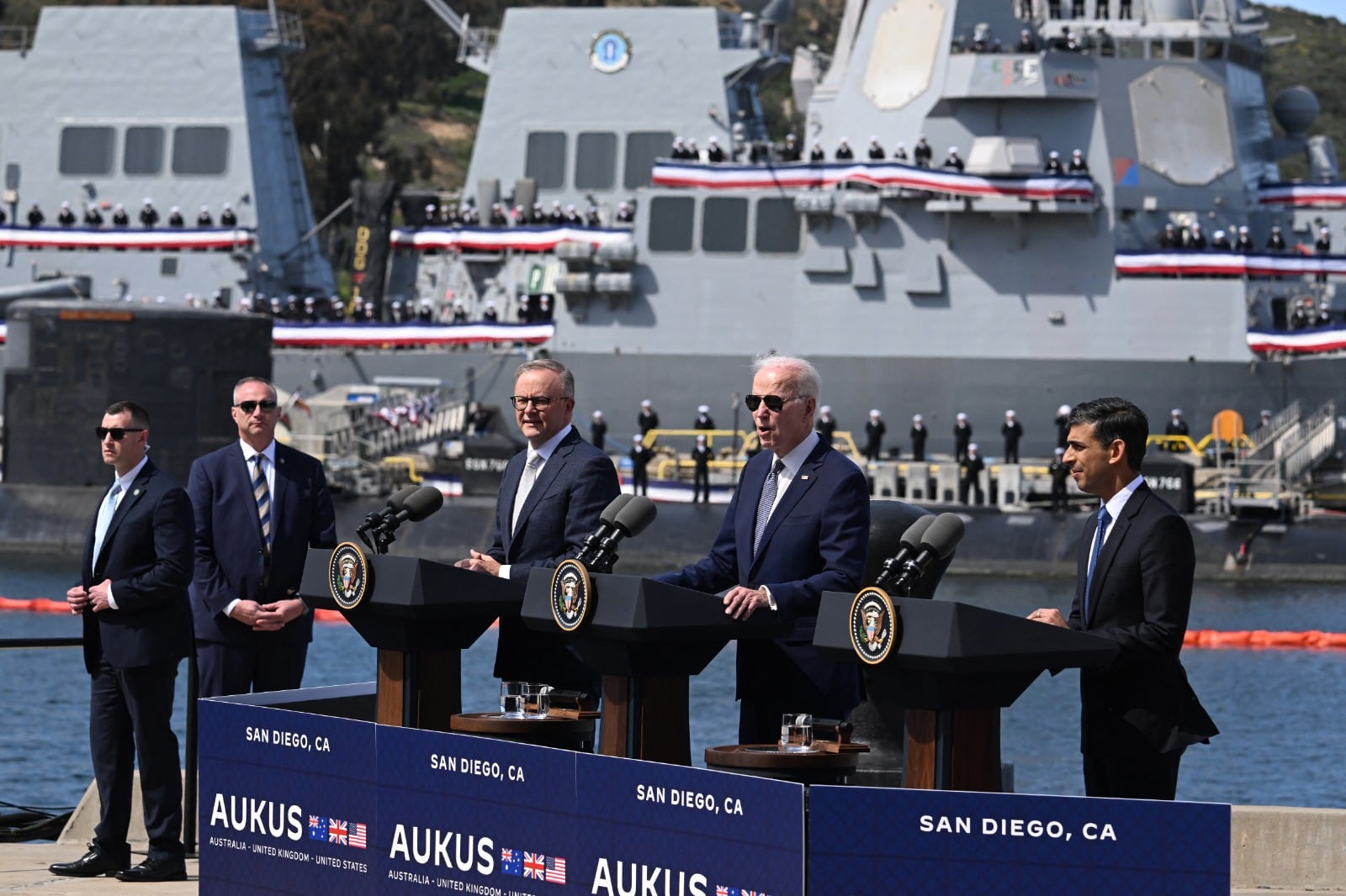 Biden Sunak y Albanese en San Diego, California.