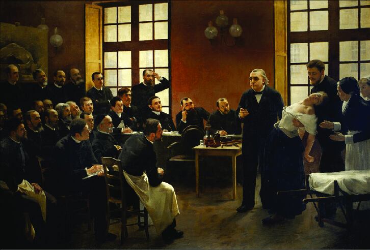 "Una lección clínica en la Salpêtrière", retrato grupal de 1887 pintado por André Brouillet.