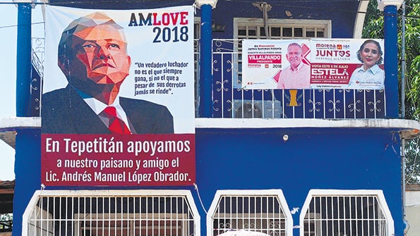 Propaganda electoral de López Obrador en la víspera de las elecciones en México.