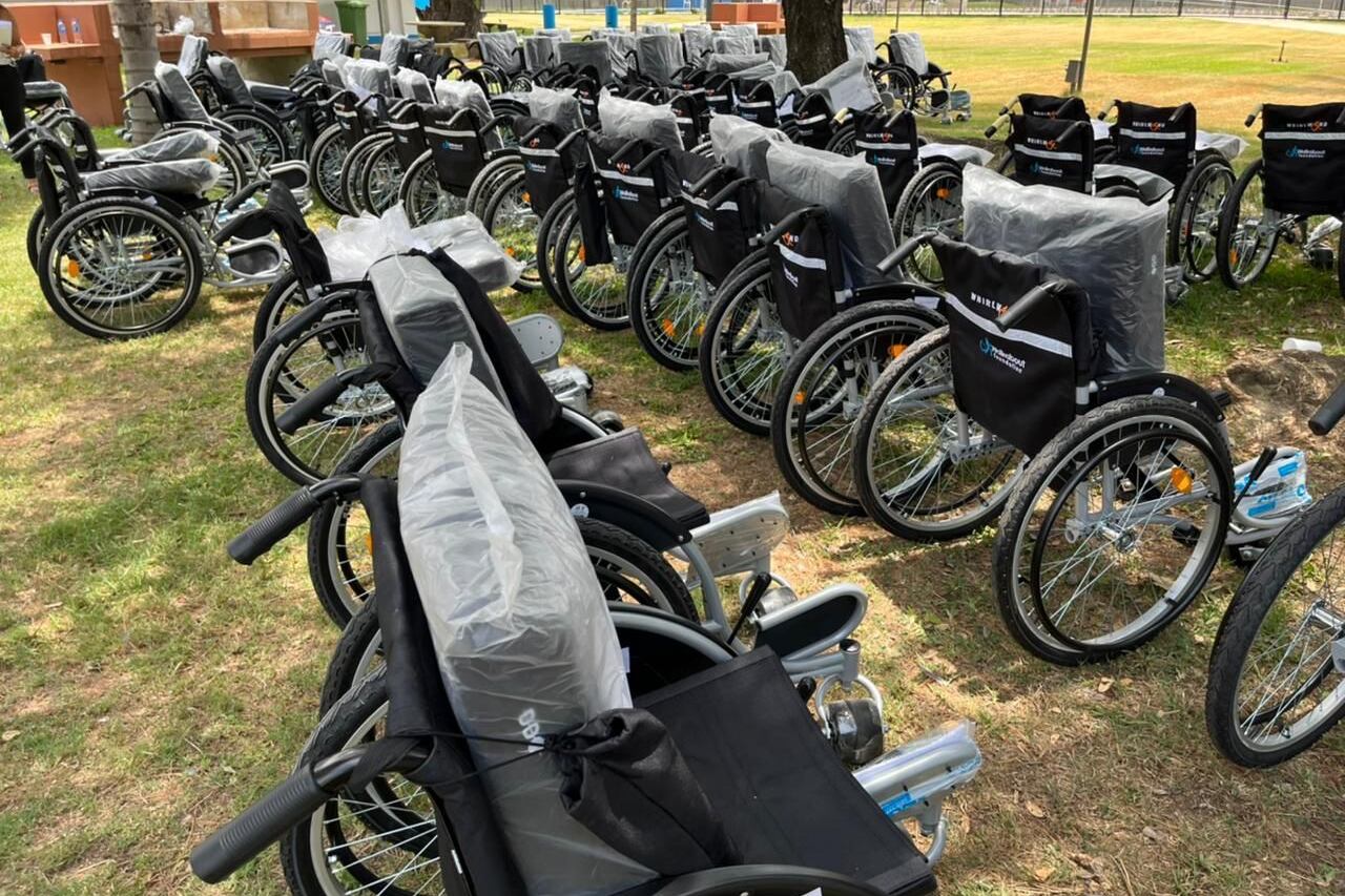 Las sillas de ruedas que entregó la Fundación Banco Nación, presidida por Fabiola Yáñez.