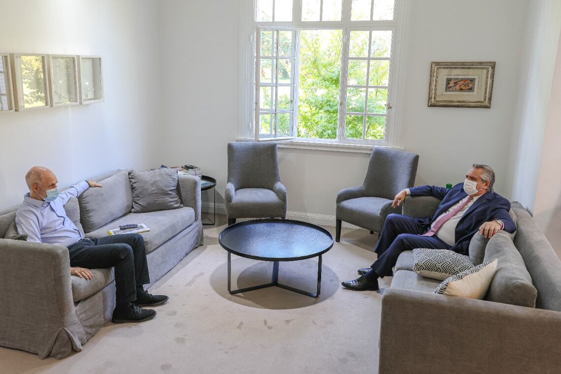 Rodríguez Larreta y Alberto Fernández ayer por la mañana en la Quinta de Olivos.