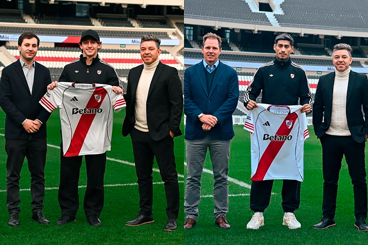 Las flamantes fichas de River junto a Di Carlo, Brito y el DT Gallardo