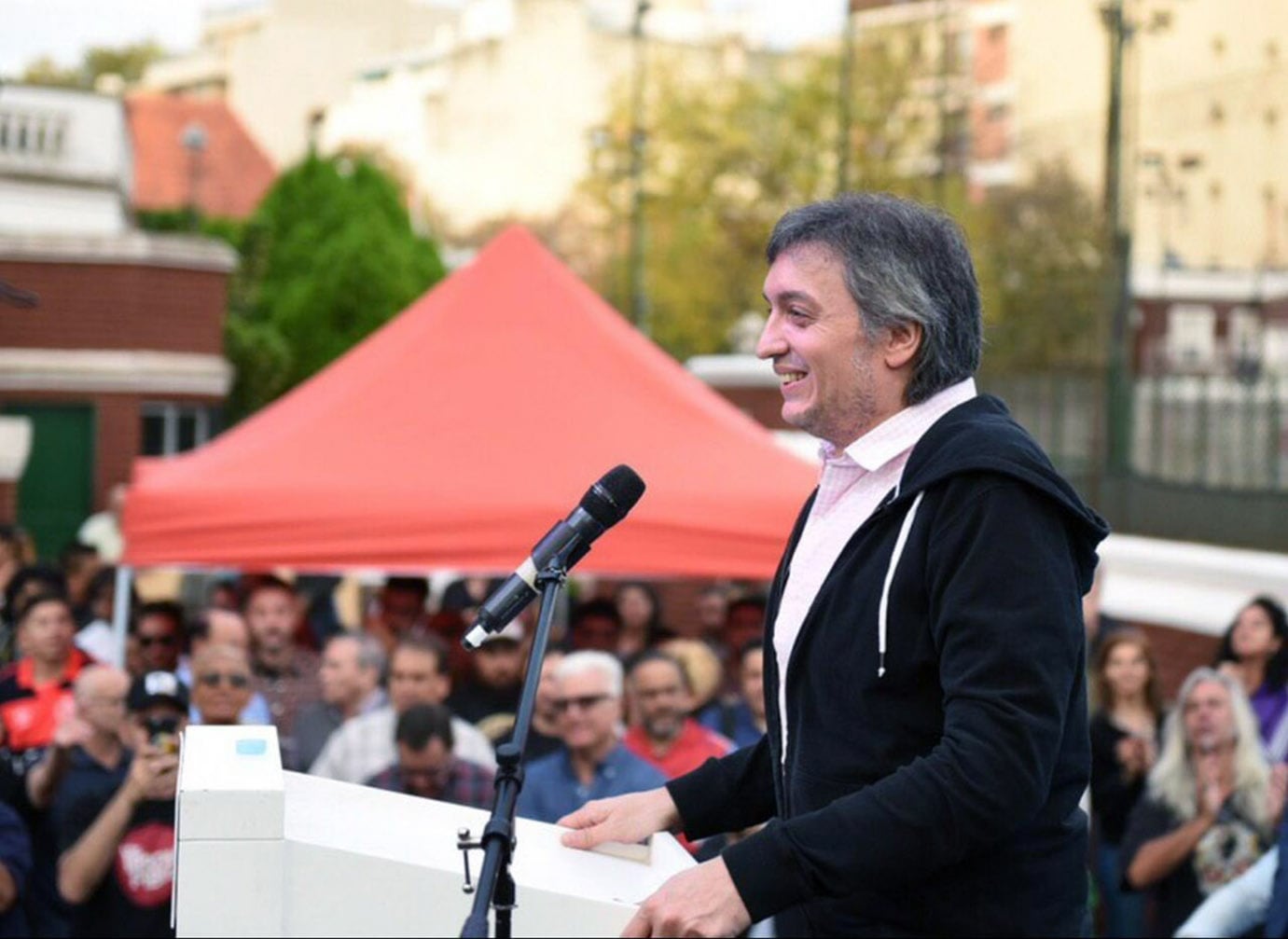 Máximo Kirchner en el acto en Ferro.