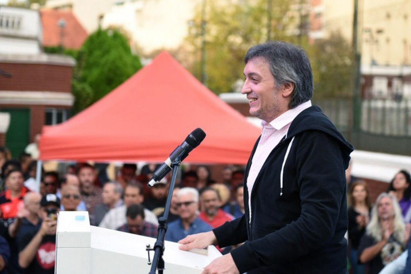 Máximo Kirchner en el acto en Ferro.