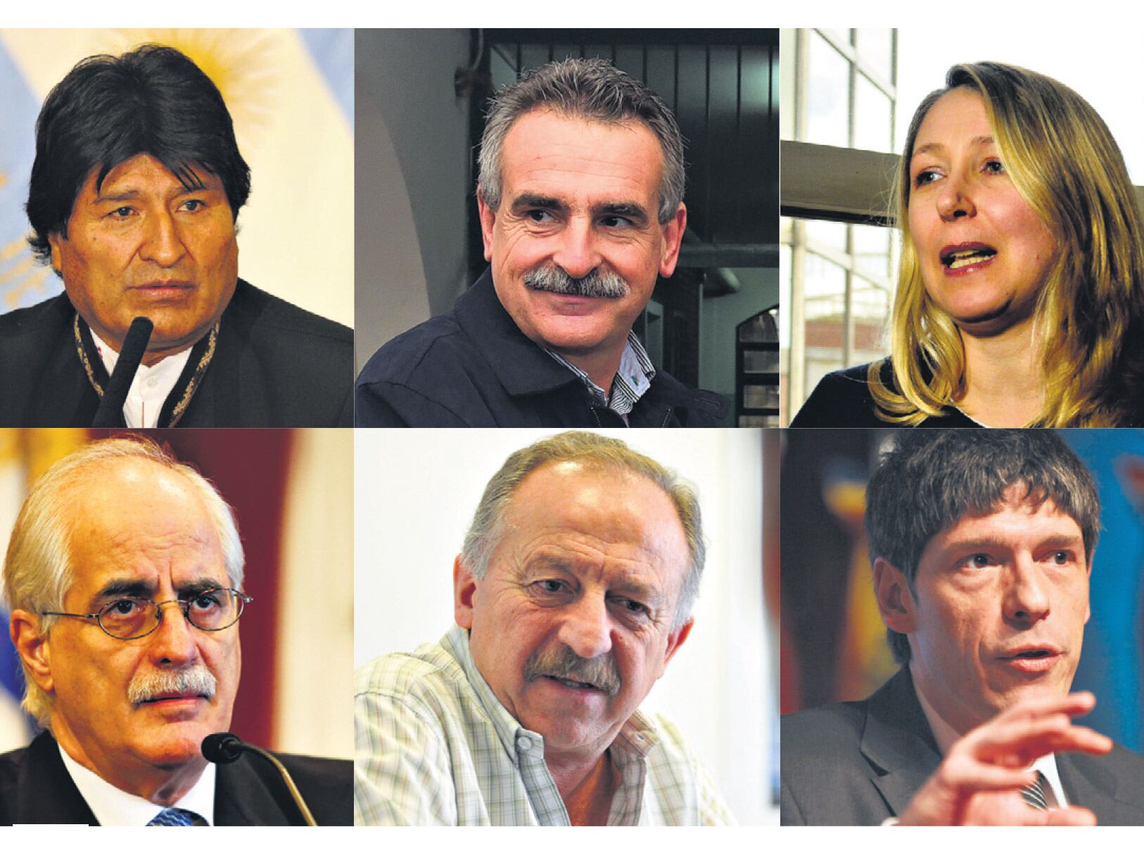 Evo Morales, Agustín Rossi, Miryam Bregman, Jorge Taiana, Hugo Yasky y Juan Manuel Abal Medina.