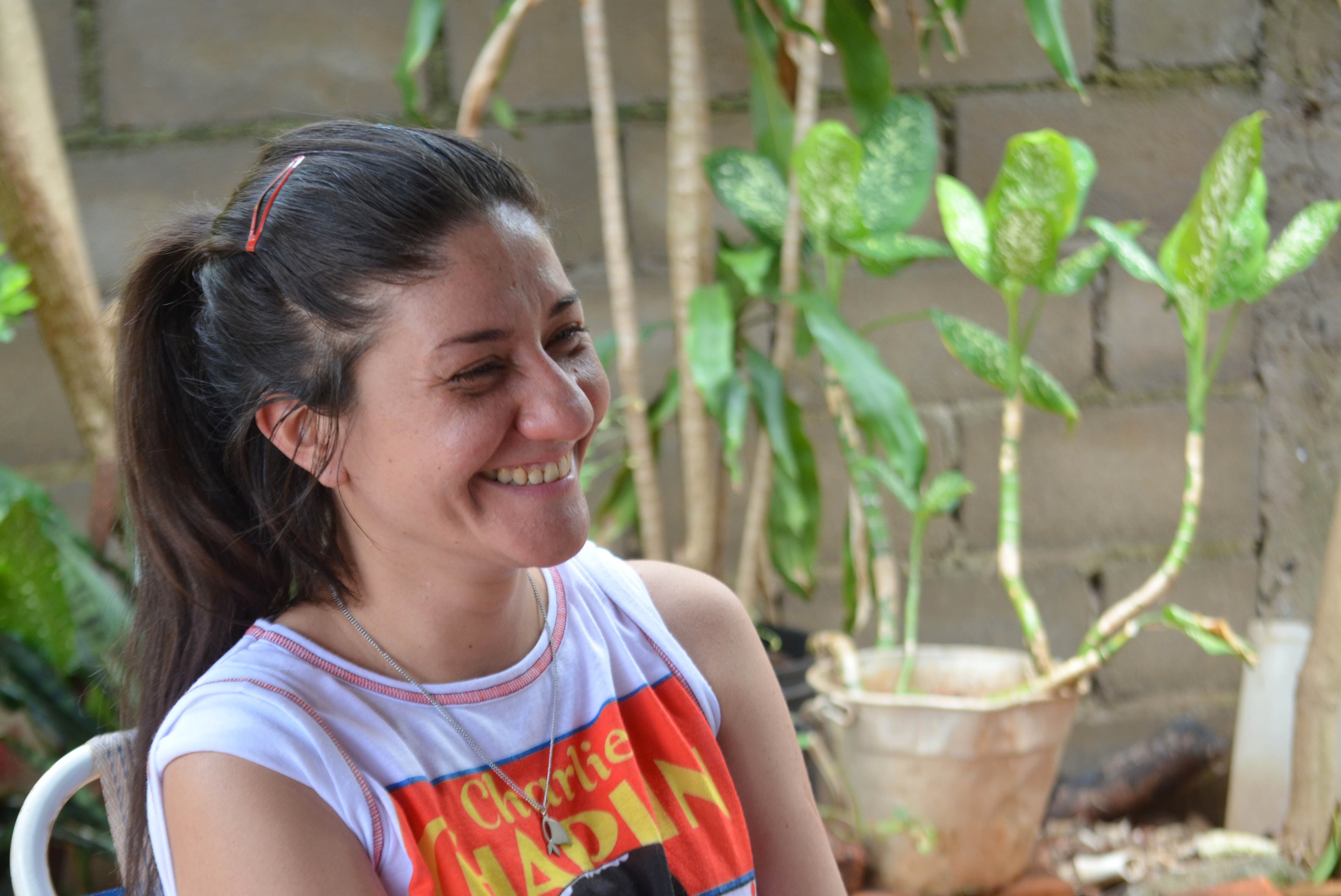Cristina Vázquez, en su casa, tras la liberación.