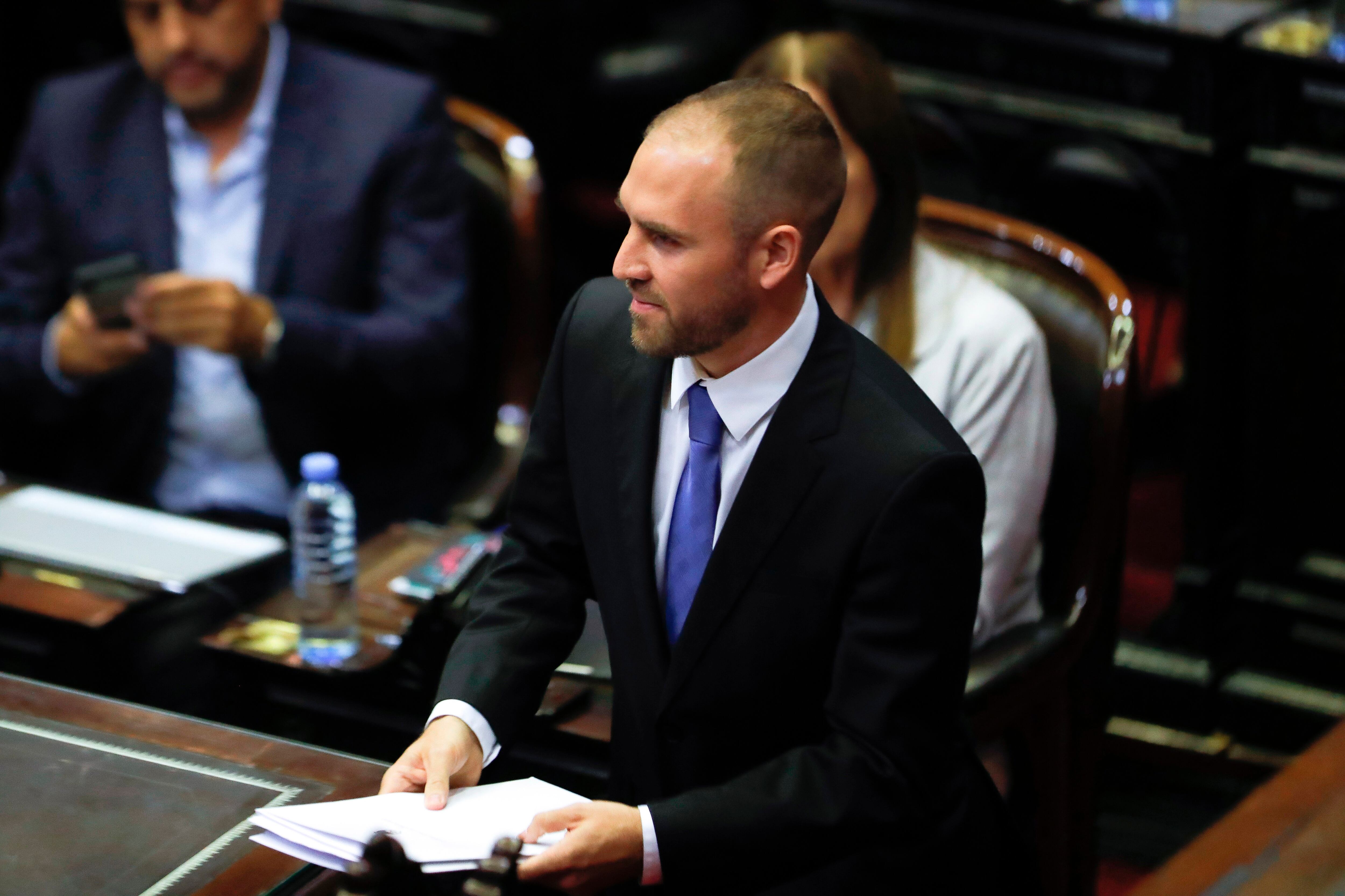 Martín Guzmán durante su presentación en el Congreso.
