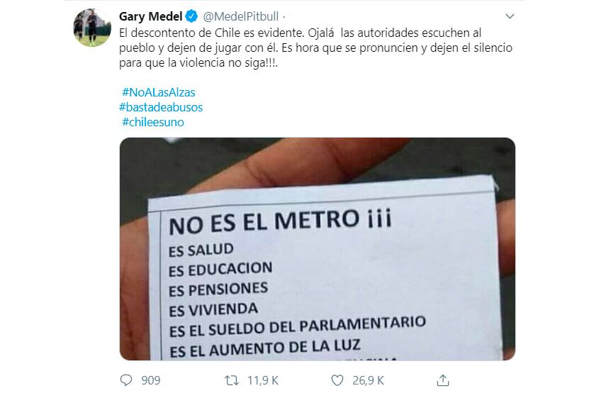 Gary Medel, con sensibilidad popular.