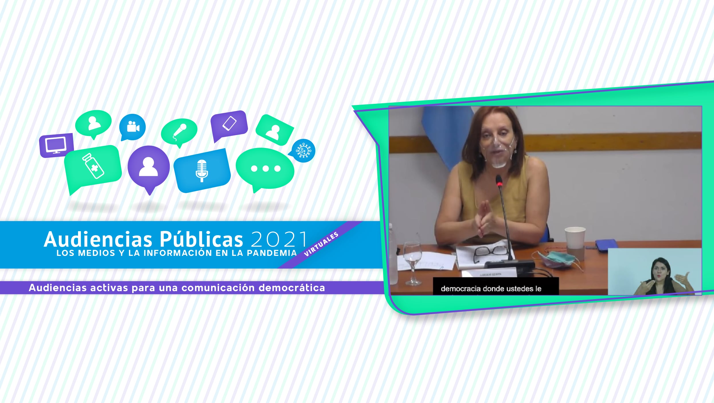 La defensora del Público Miriam Lewin, en la audiencia de la Región Centro. 
