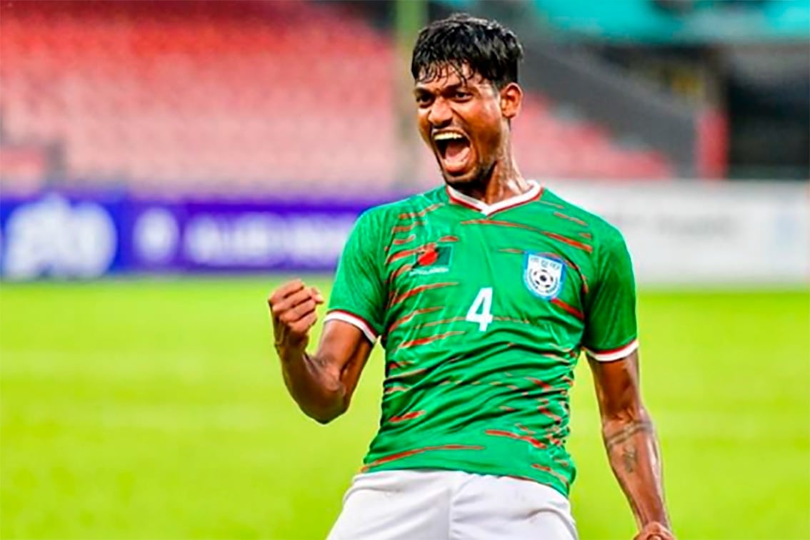 Topu Barman, pieza habitual de la Selección de Bangladesh: 48 partidos y 6 goles