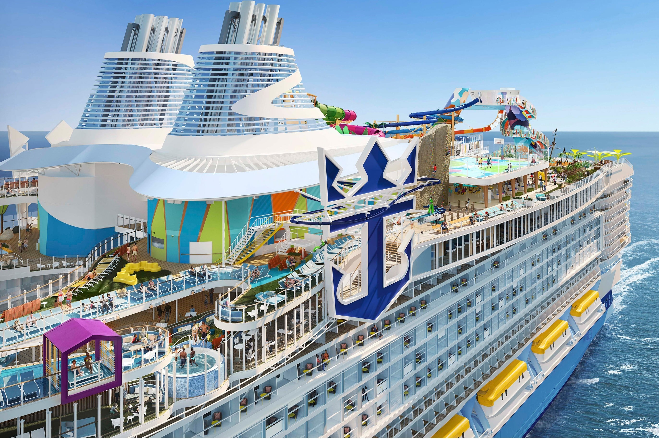 El crucero zarpará por primera vez en enero de 2024 con capacidad para hasta 10.000 personas. Foto: Royal Caribbean