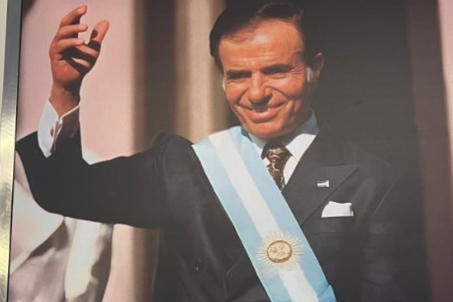 La imagen de Menem en lo que fue el Salón de las Mujeres.