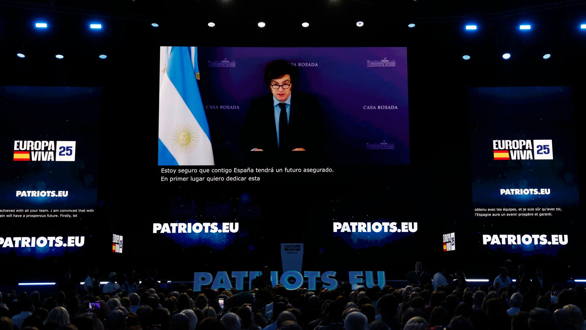 Javier Milei durante su discurso en el encuentro Viva 25 de Vox